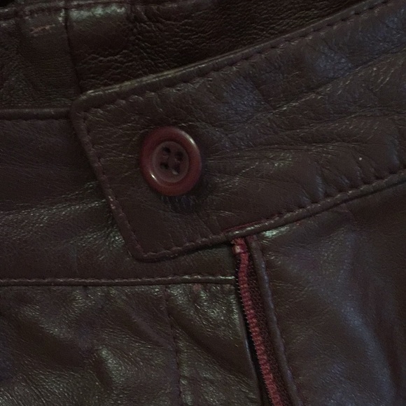 VINTAGE LEATHER SKIRT 80s JAG JEANS Pencil Oxblood Burgundy lined luxury Sz4 - Picture 8 of 9